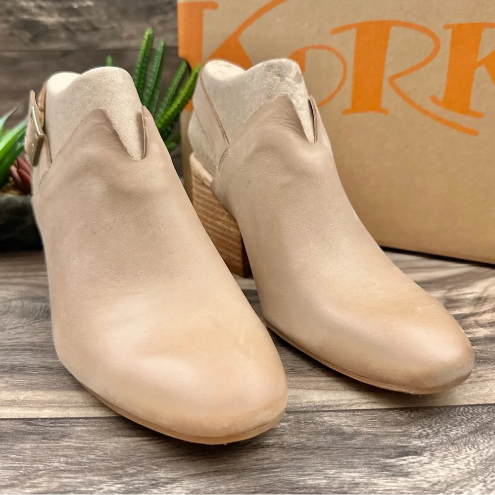 NIB Korks Kork Ease Rayleigh Slingback Block Heel Clogs Mules Cream Leather - Picture 4 of 16